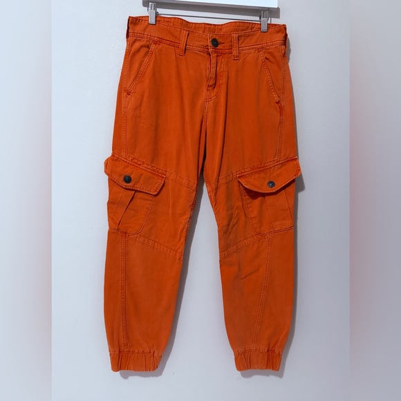 TRUE RELIGION MENS BRIGHT ORANGE CARGO JOGGER PANTS - Picture 2 of 6